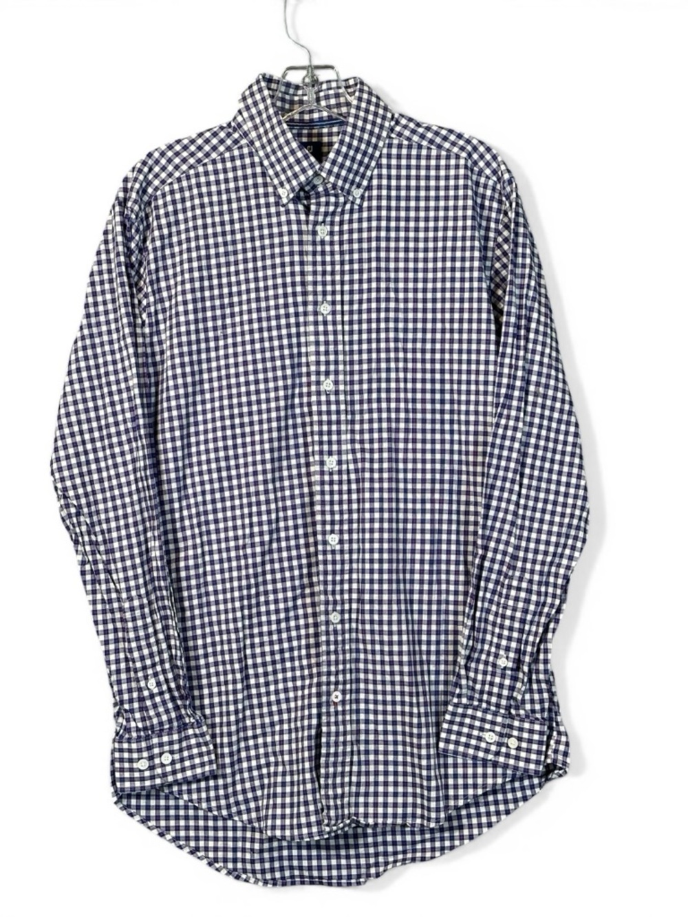 Footjoy 1857 Men's M Checkered Plaid Button Down Shirt Blue White Long Sleeve